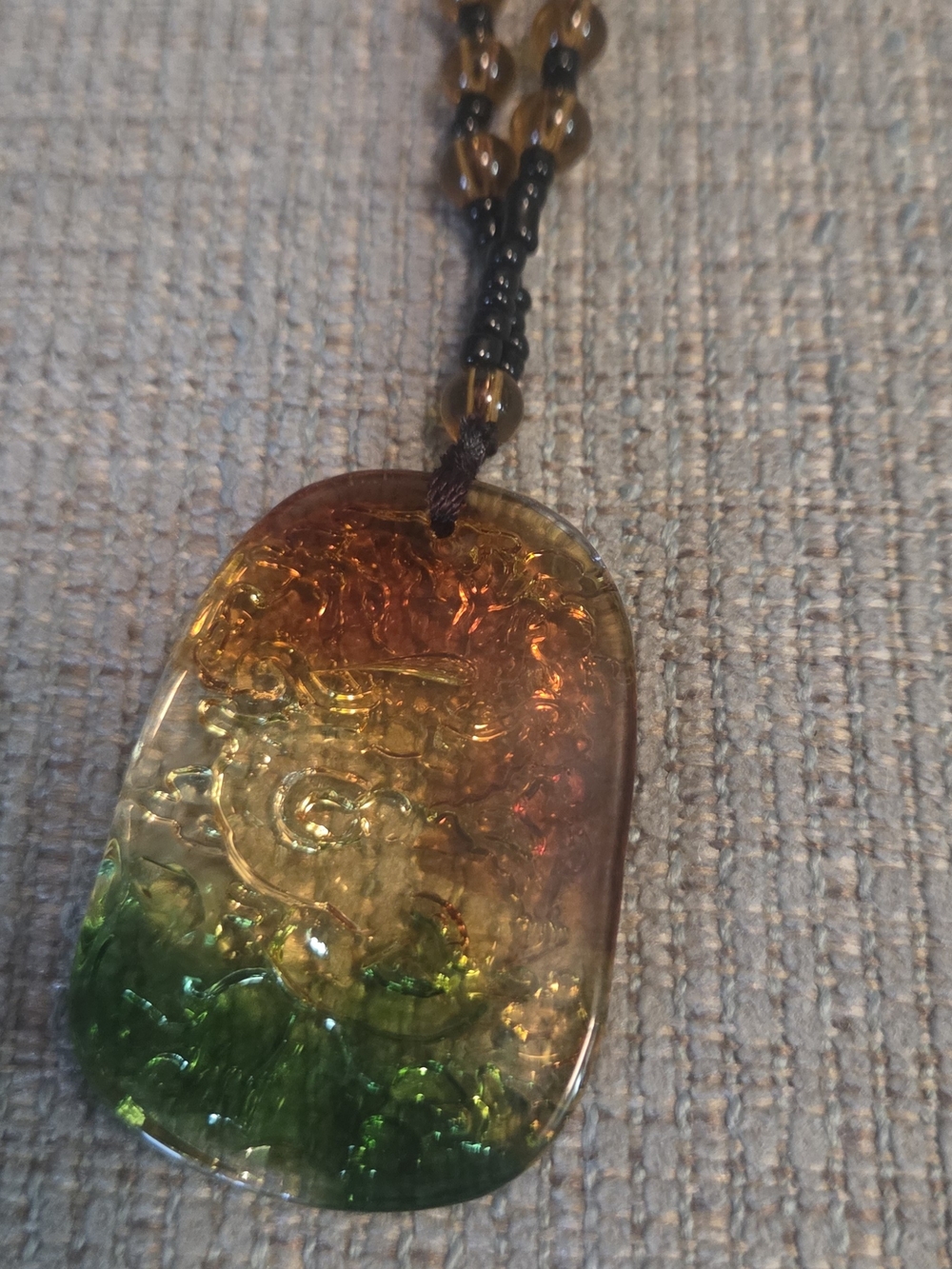 Amber-to-Green Glass Pendant Necklace - Women Jewelry